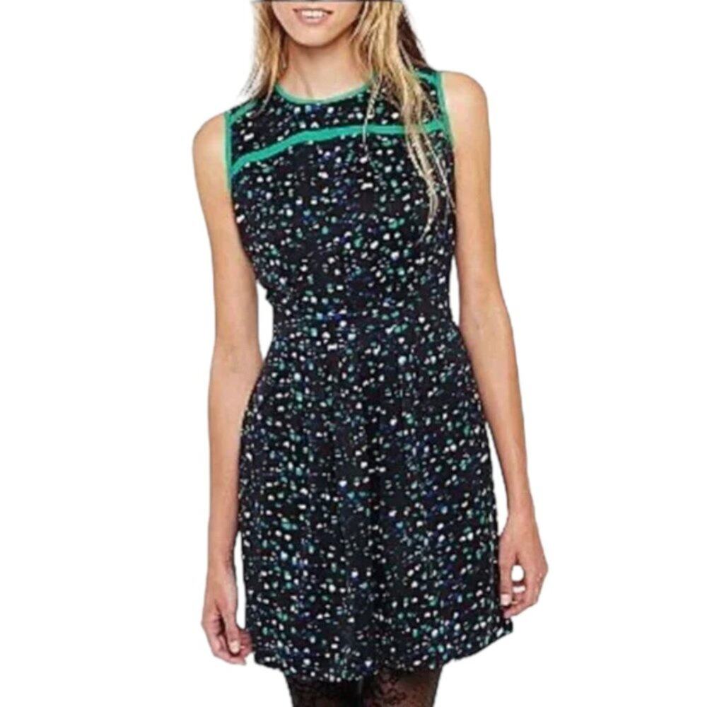 I Heart Ronson Black Green Printed Dress with Pockets Size 16